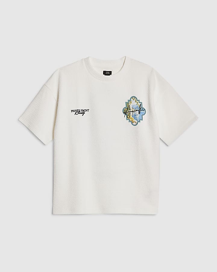 Boys Cream Oversized Textured Amalfi T-Shirt