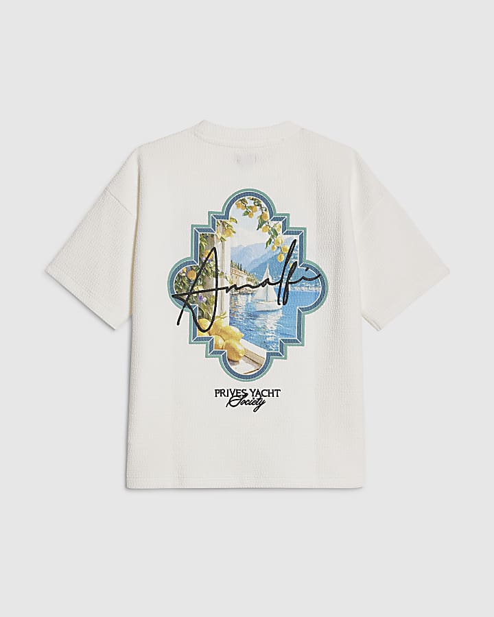 Boys Cream Oversized Textured Amalfi T-Shirt
