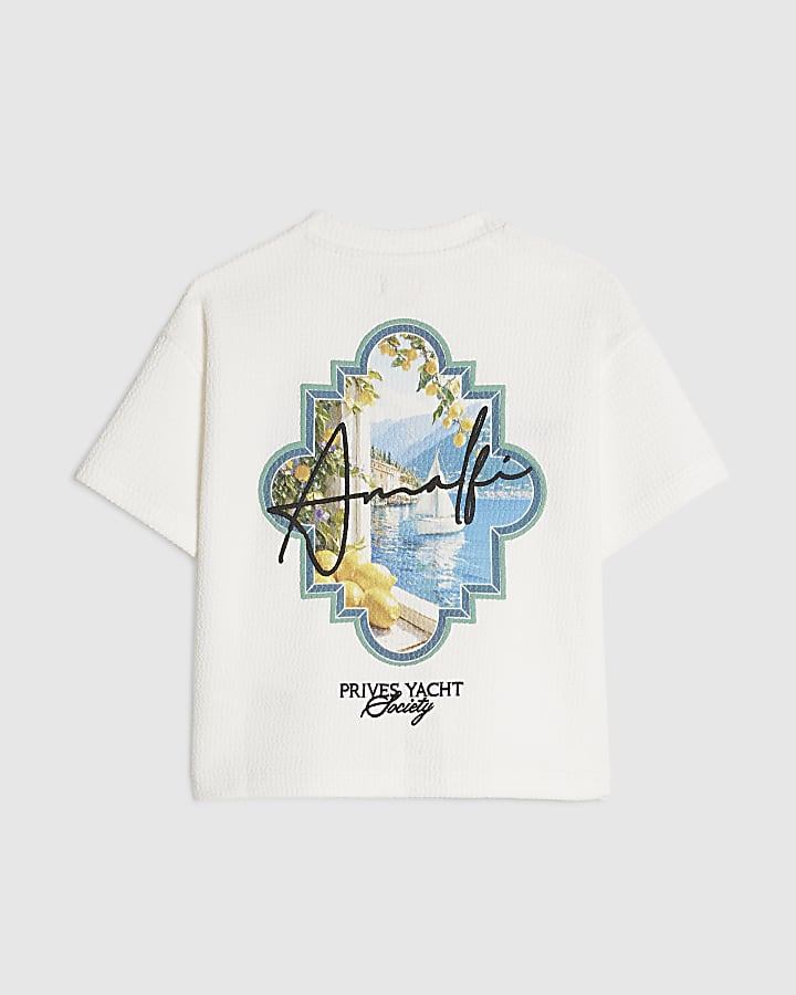 Mini Boys Cream Oversized Amalfi T-Shirt