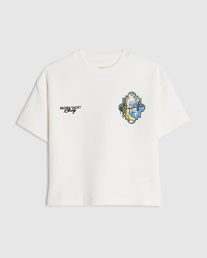 Mini Boys Cream Oversized Amalfi T-Shirt