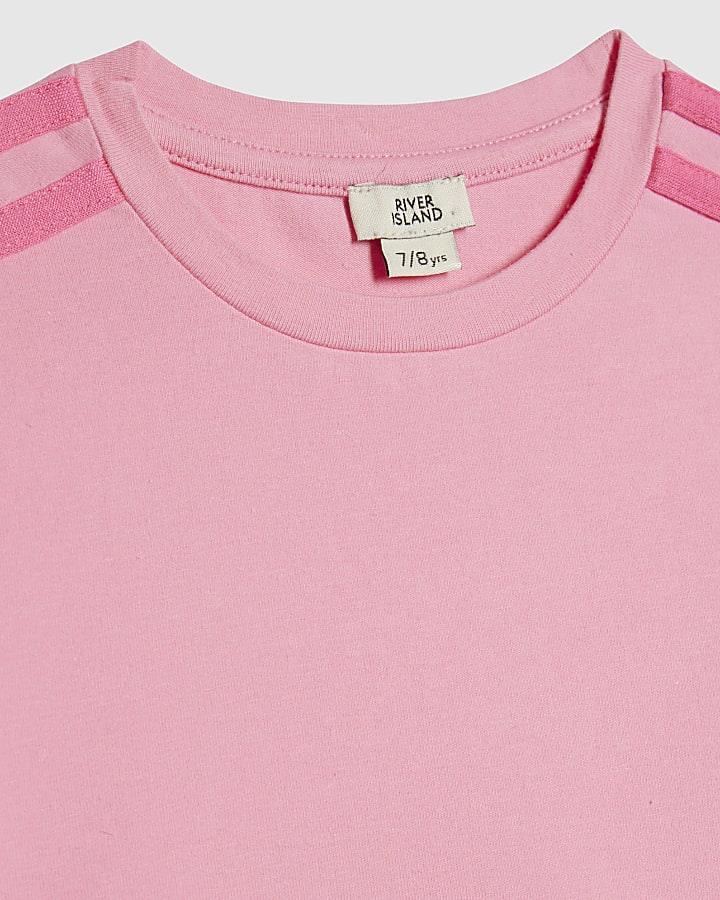 Girls Pink Side Stripe Top