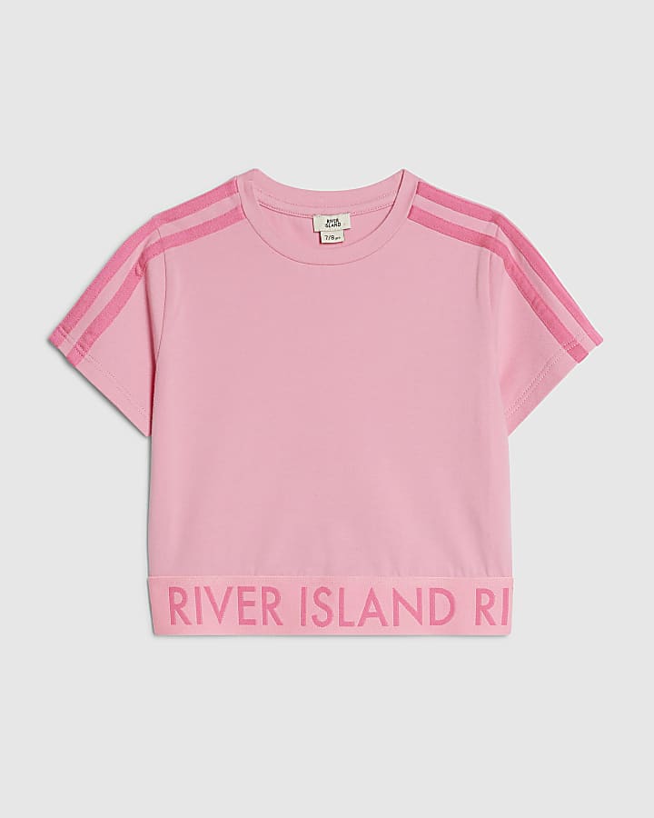 Girls Pink Side Stripe Top