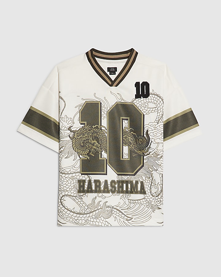 Boys White Japanese Dragon 10 T-Shirt