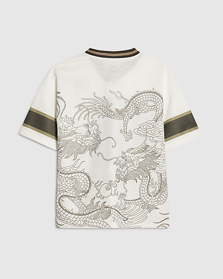 Boys White Japanese Dragon 10 T-Shirt
