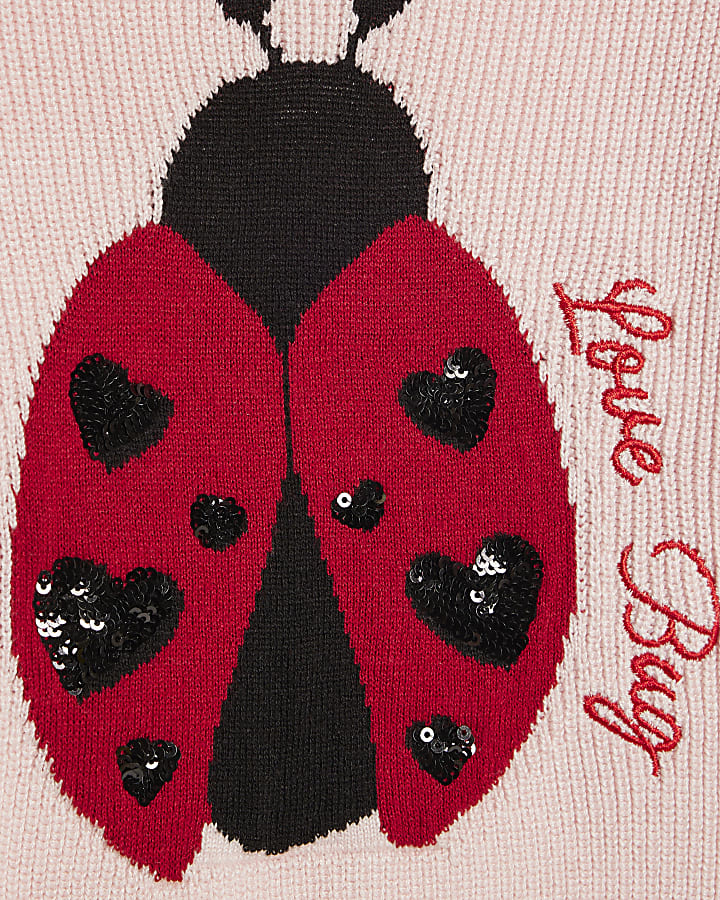 Girls Pink Ladybird Knitted T-Shirt