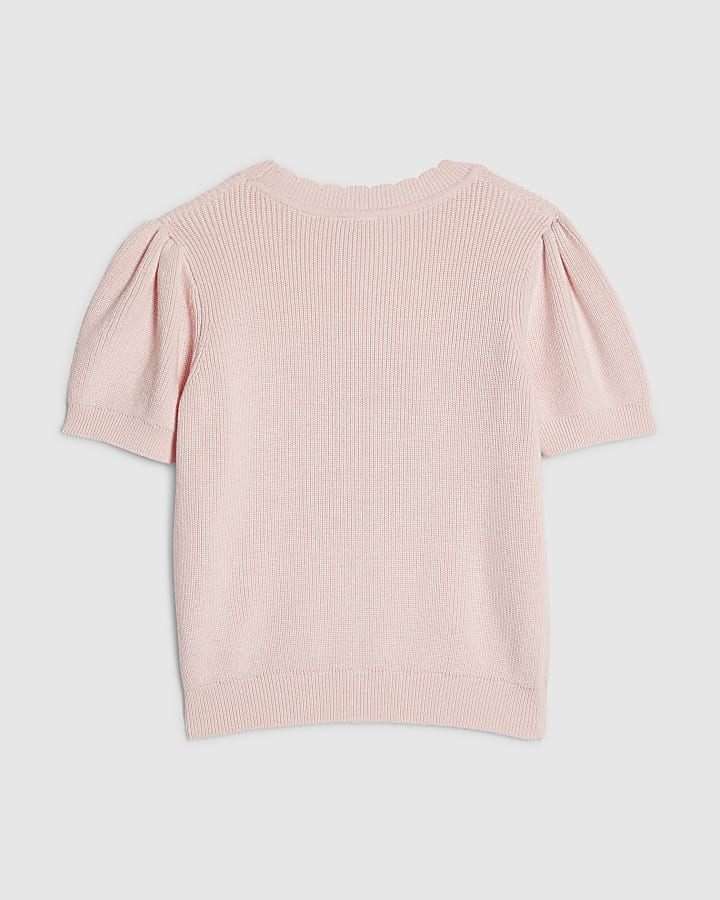 Girls Pink Ladybird Knitted T-Shirt