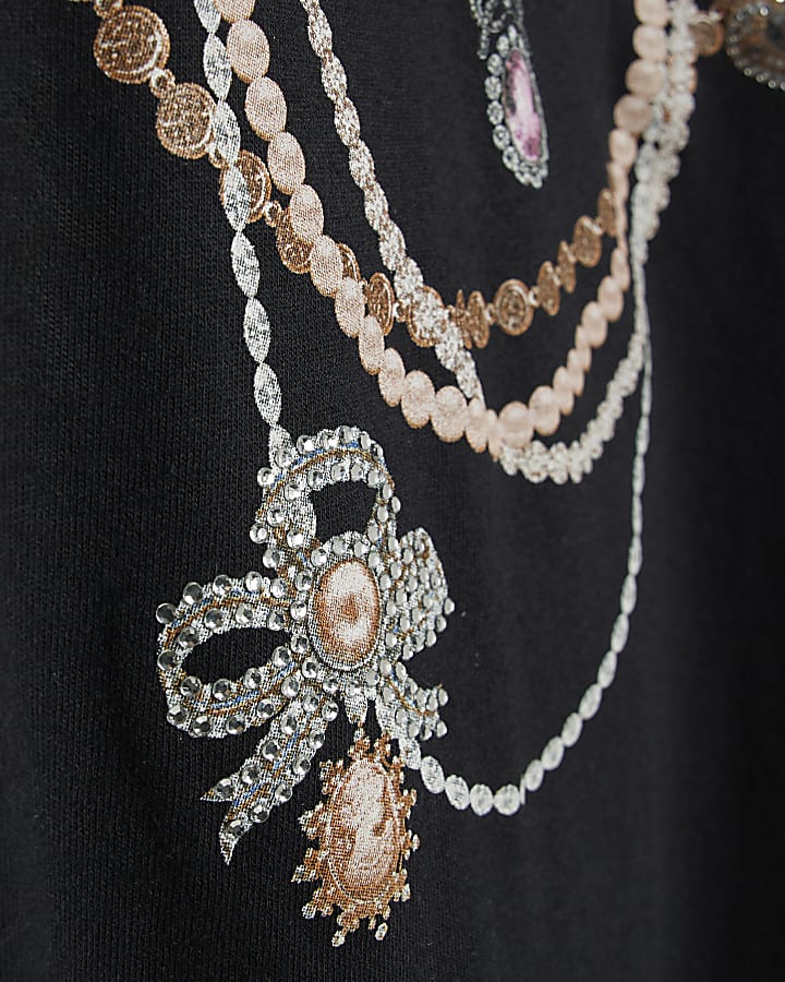 Girls Black Necklace T-Shirt