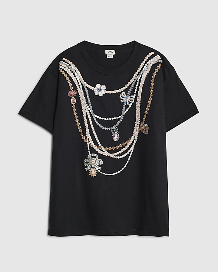 Girls Black Necklace T-Shirt
