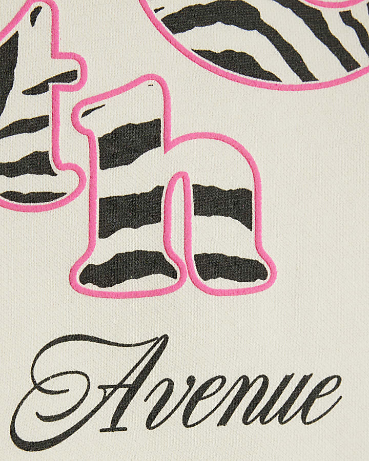 Girls Cream Zebra NYC Sweatshirt