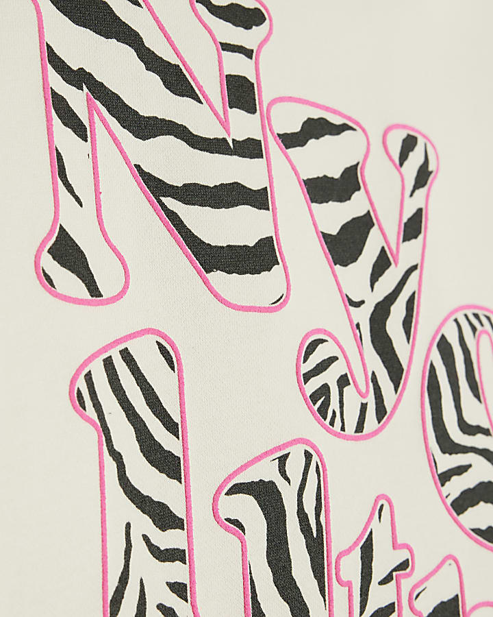 Girls Cream Zebra NYC Sweatshirt