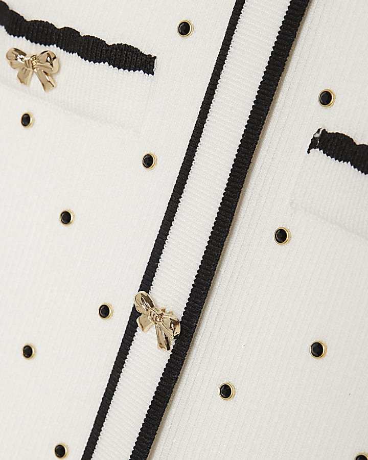 Girls Cream Embellished Polo Dress