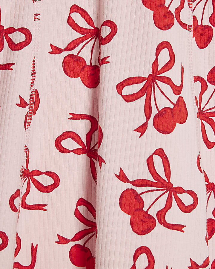 Mini Girls Pink Cherry Fit And Flare Dress