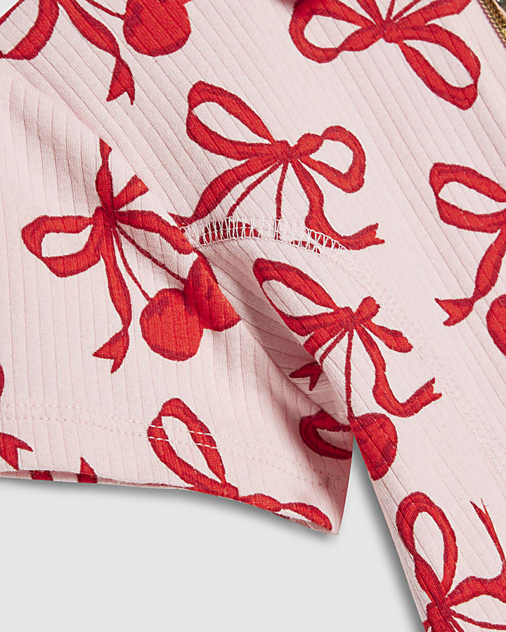 Mini Girls Pink Cherry Fit And Flare Dress