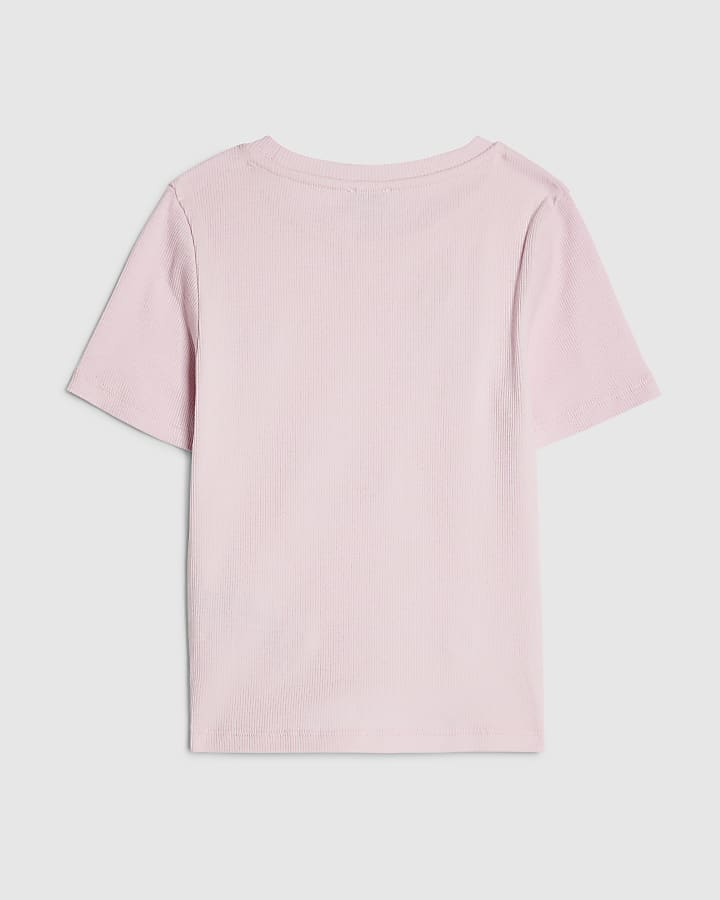 Girls Pink Sequin Flower T-shirt