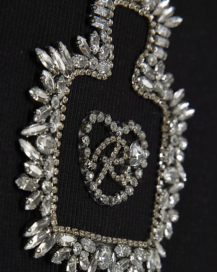 Girls Black Diamante Perfume T-Shirt