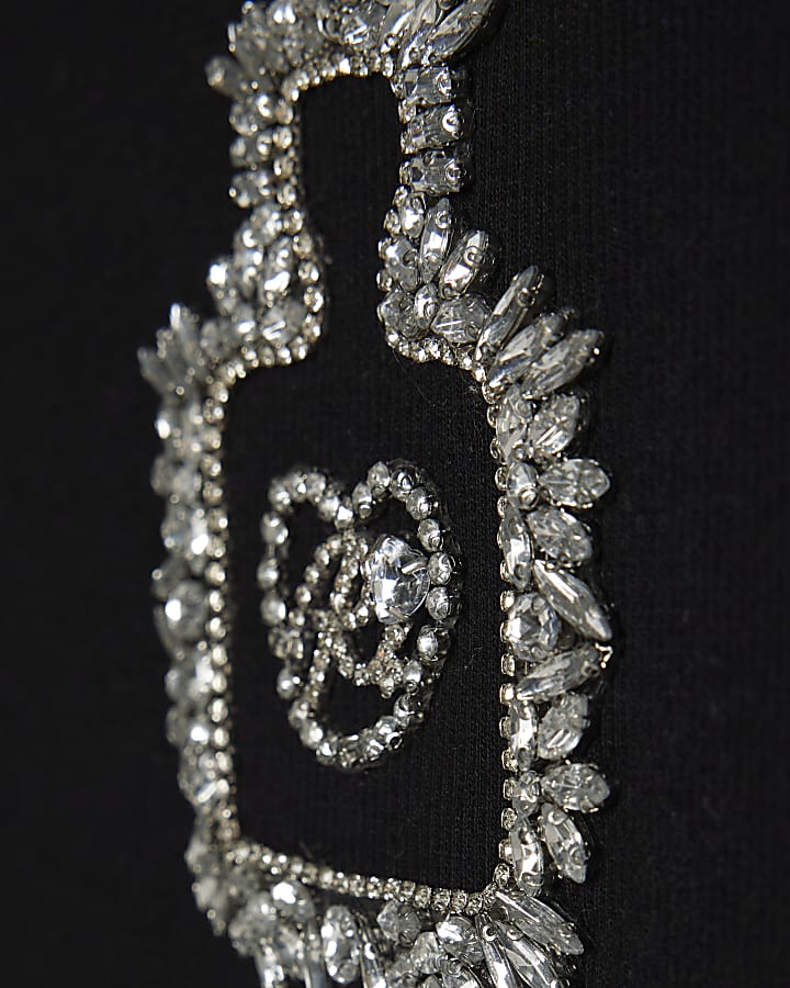 Girls Black Diamante Perfume T-Shirt