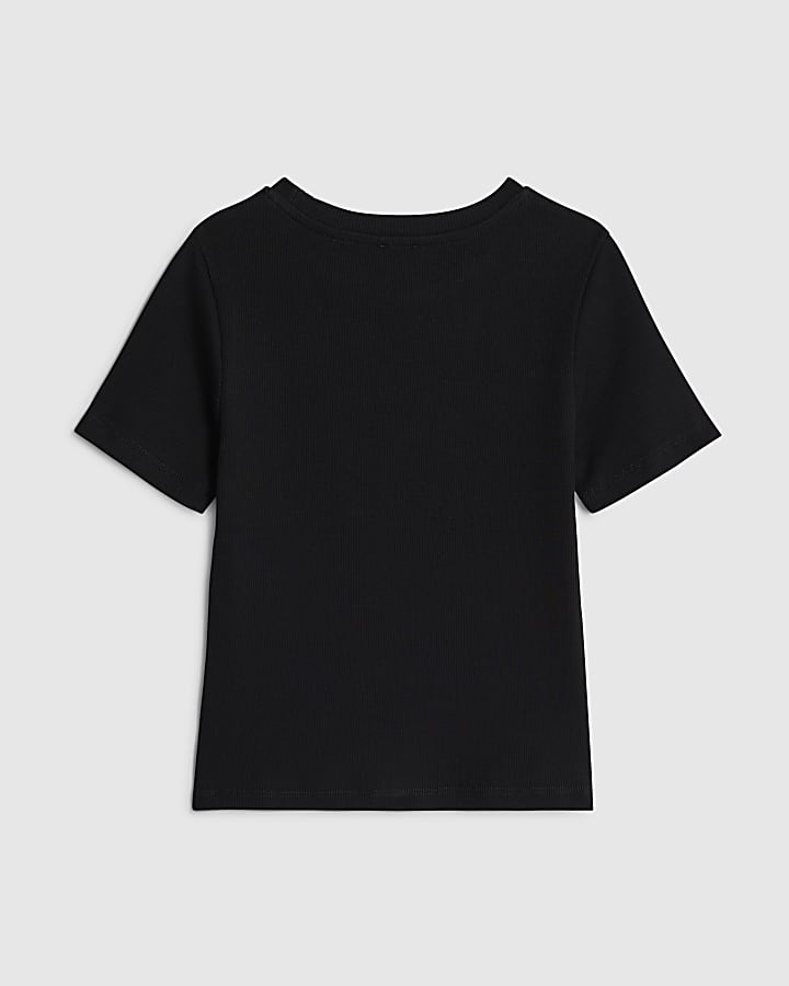 Girls Black Diamante Perfume T-Shirt