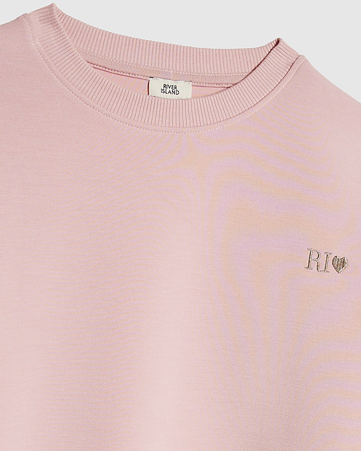 Girls Pink RI Split Back Sweatshirt Set