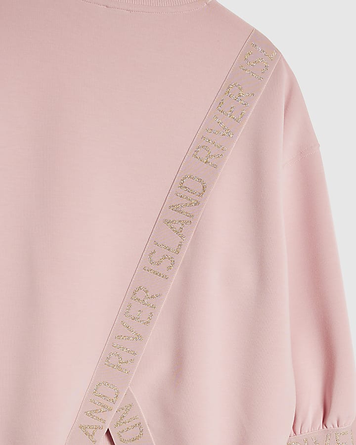 Girls Pink RI Split Back Sweatshirt Set