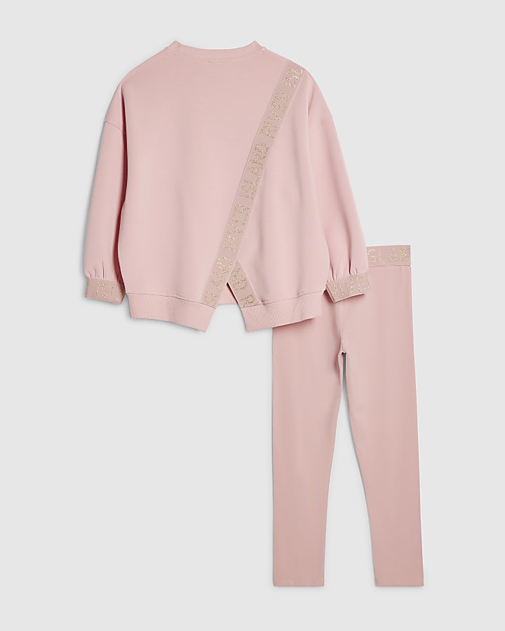Girls Pink RI Split Back Sweatshirt Set