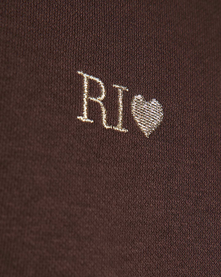 Girls Brown Split Back Sweatshirt Set