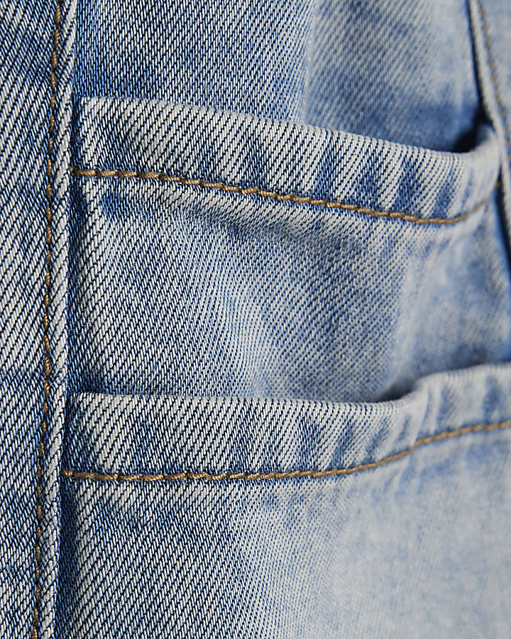 Girls Blue Denim Textured Shorts