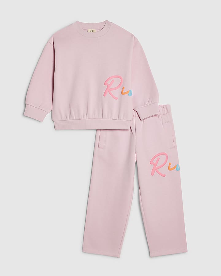Mini Girls Pink River Sweatshirt Set