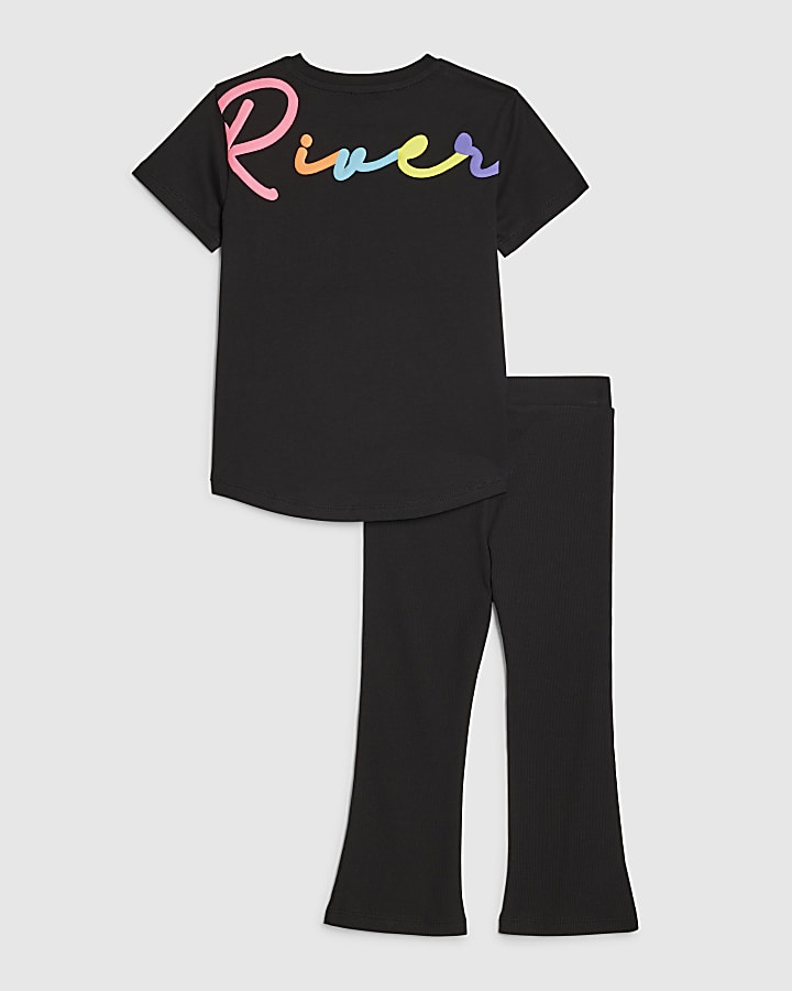 Mini Girls Black River T-Shirt Set