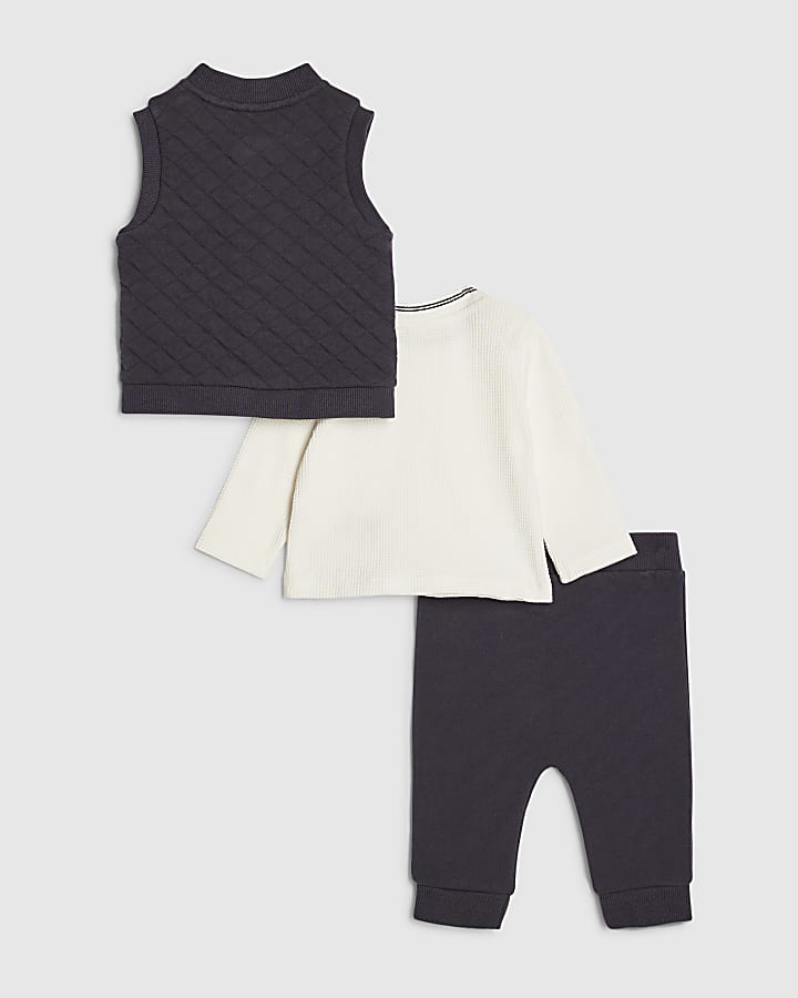 Baby Boys Navy Quilted Gilet Set