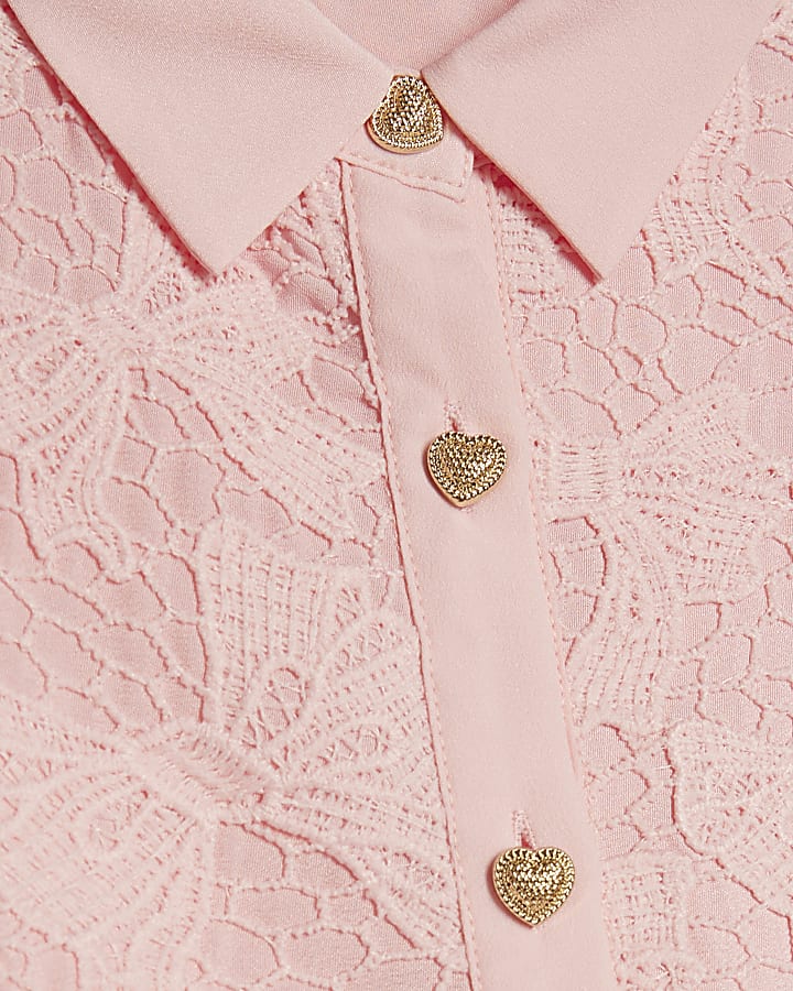 Mini Girls Pink Bow Lace Belted Dress