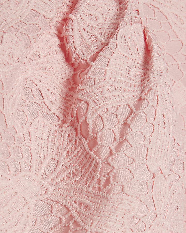 Mini Girls Pink Bow Lace Belted Dress