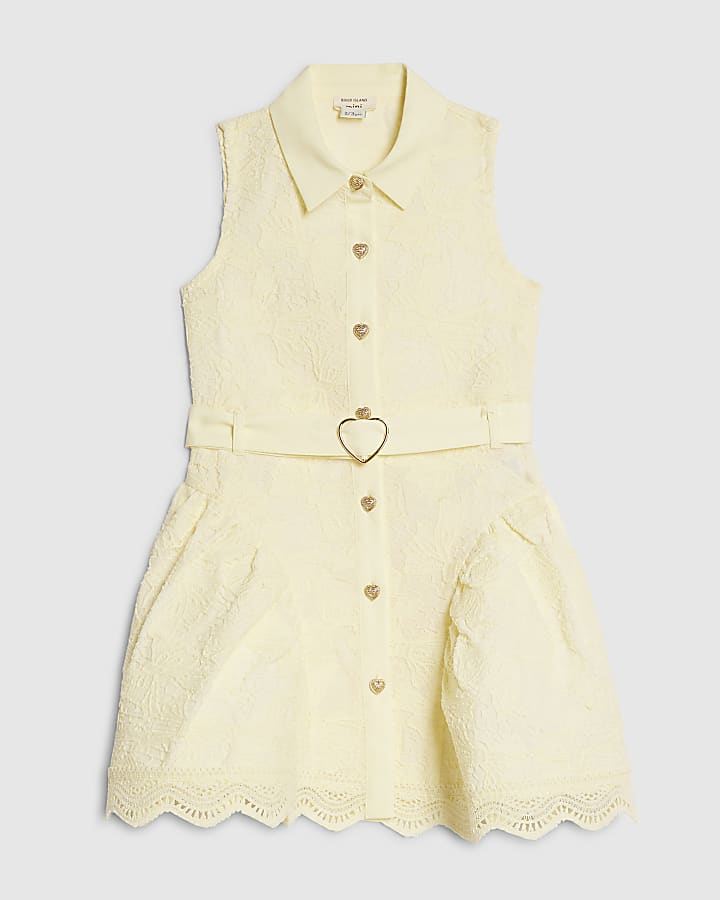 Mini Girls Pink Bow Lace Belted Dress