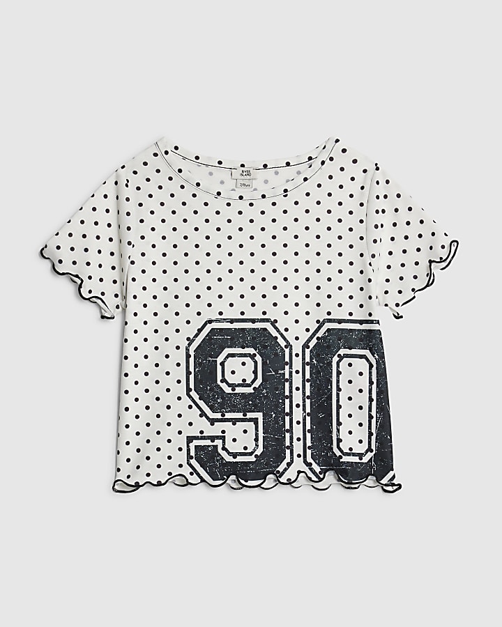 Girls Black Polka Dot Number 90 T-Shirt