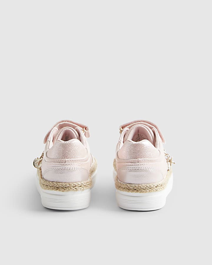 Girls Pink Raffia Trainers