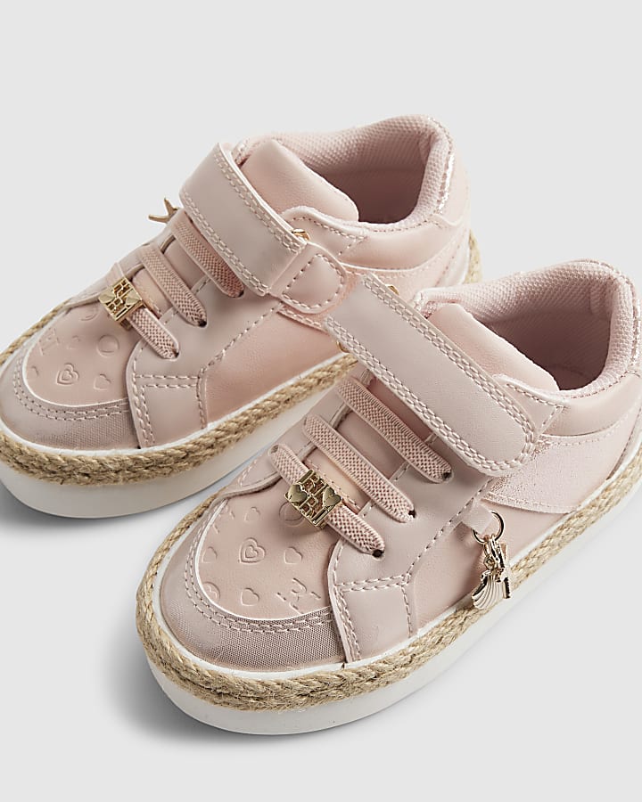 Mini Girls Pink Raffia Trainers
