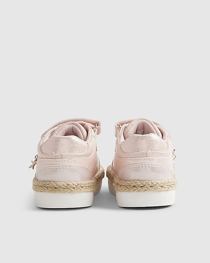 Mini Girls Pink Raffia Trainers