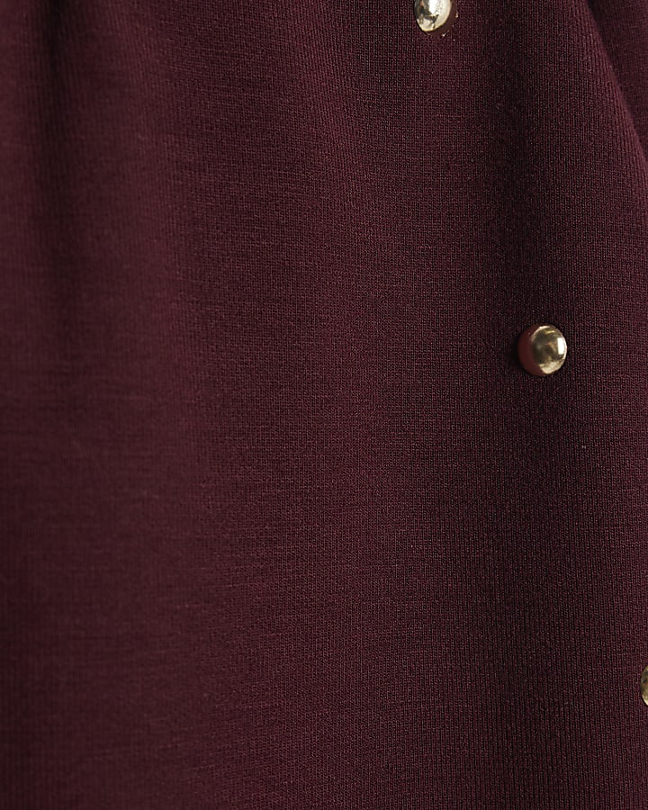 Girls Red Studded Wide Joggers