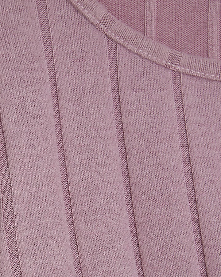 Girls Pink Cosy Rib Wide Leg Trousers Set