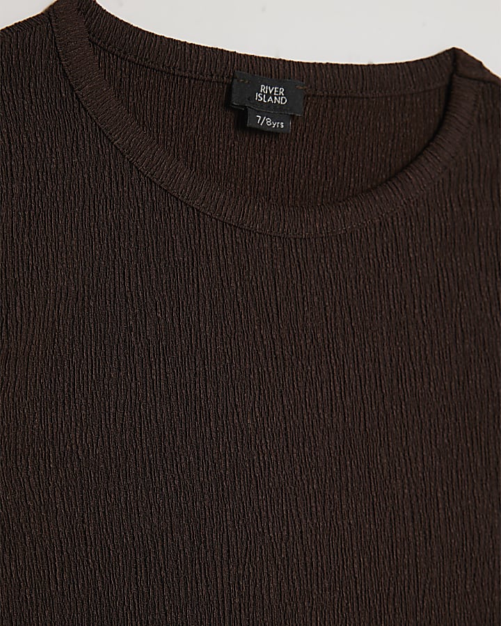 Girls Brown Textured Rara Skirt Set
