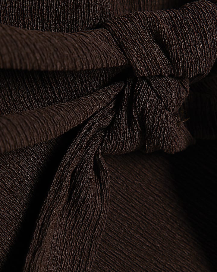 Girls Brown Textured Knot T-Shirt Set