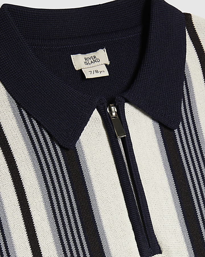 Boys Navy Stripe Polo Shirt Set