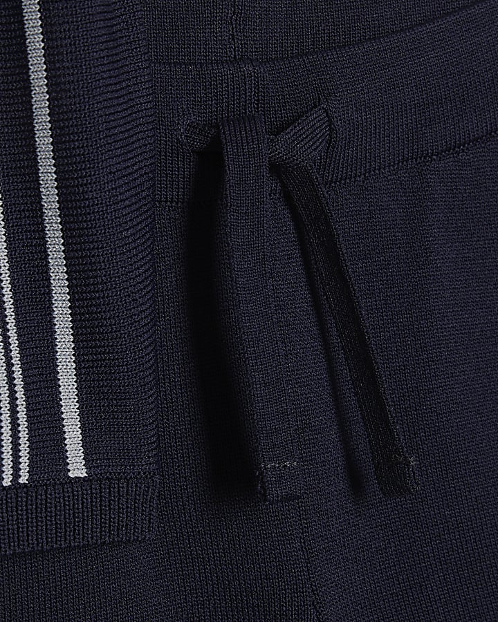 Mini Boys Navy Stripe Polo Shirt Set