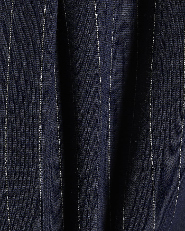 Girls Navy Pinstripe Wide Leg Trousers