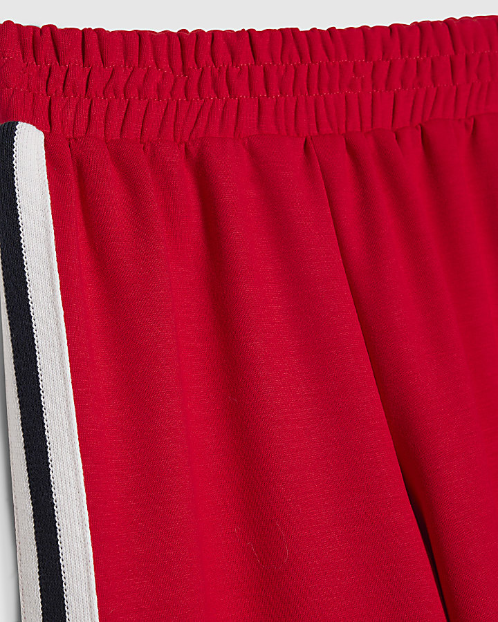 Girls Red Side Tape Wide Leg Trousers