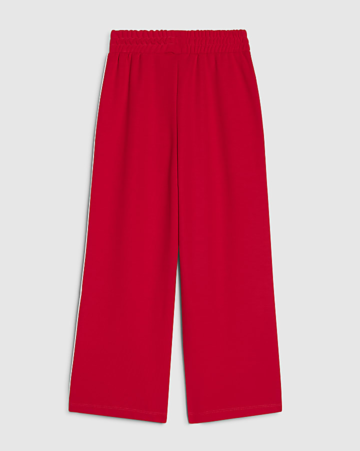 Girls Red Side Tape Wide Leg Trousers