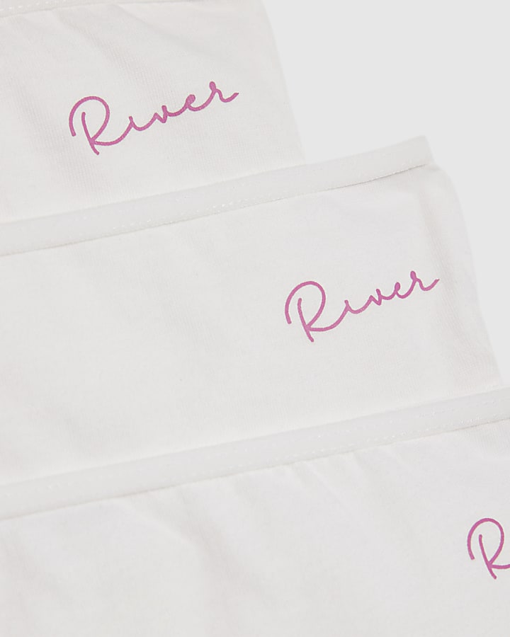 Girls White RI Pack Of 7 Briefs