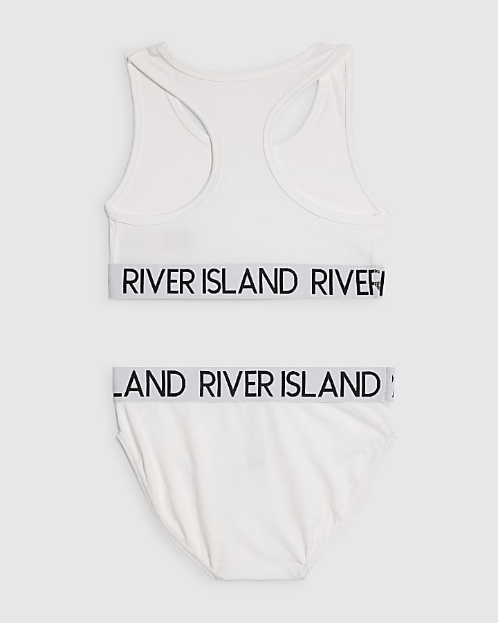 Girls White Crop Top and Brief Set