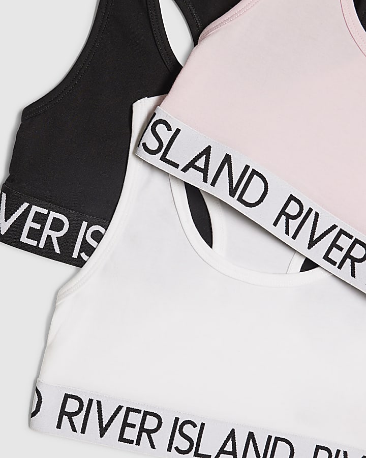 Girls White Racer Pack Of 3 Crop Tops