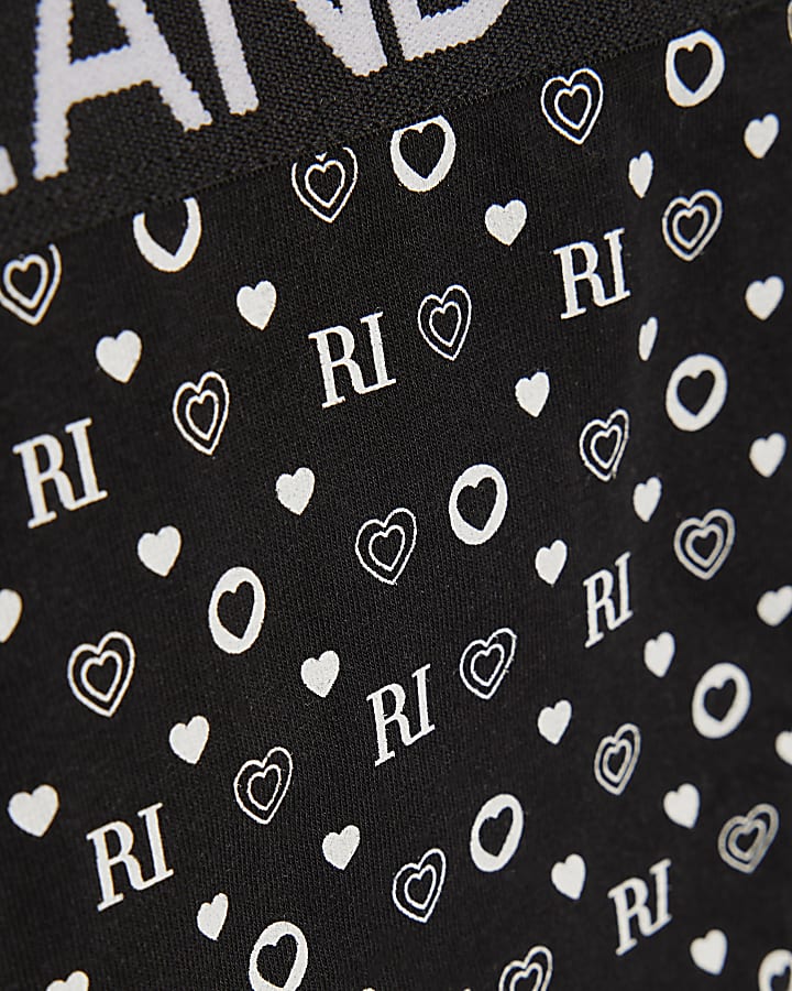 Girls Black RI Monogram Pack Of 5 Briefs
