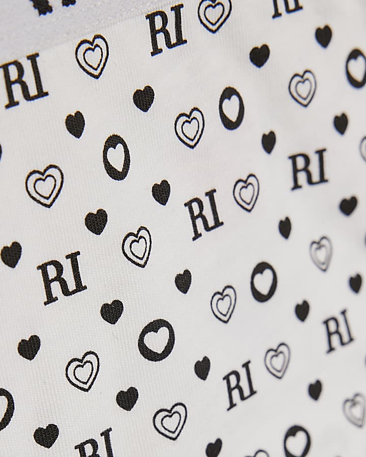 Girls Black RI Monogram Pack Of 5 Briefs